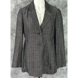 J Jill Women's Black & White Tweed Blazer 2 Button Blazer Jacket sz 10 (15577)